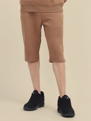 Mens Brown Cotton Fleece Winter Shorts-S