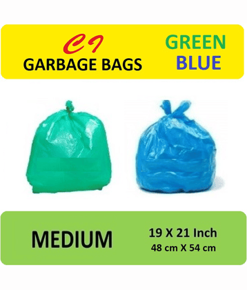 C-I - 4 Packs Medium Disposable Garbage Bags for Wet and Dry Waste (60 Pcs Blue and 60 pcs Green) -2 Packs Each