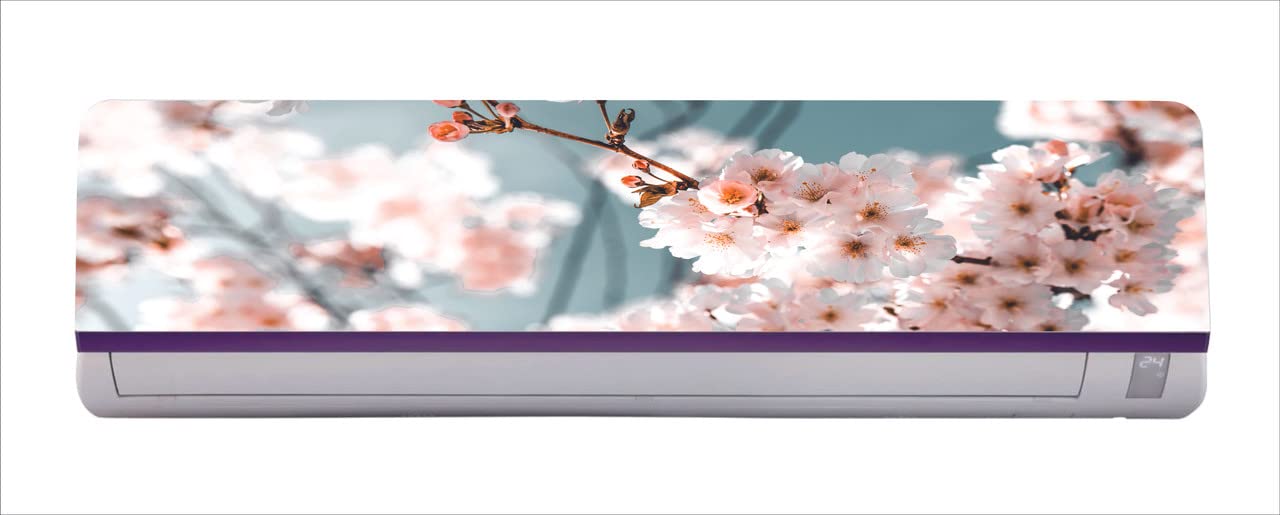 DreamKraft Decorative Beautiful White Flowers Tree AC Sticker (Multicolor PVC Vinyl, 30cm X 91cm)