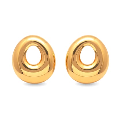 KAYYA21 Gold Hollow Donut Stud Earrings – Glossy Finish | Lightweight | Pack of 1