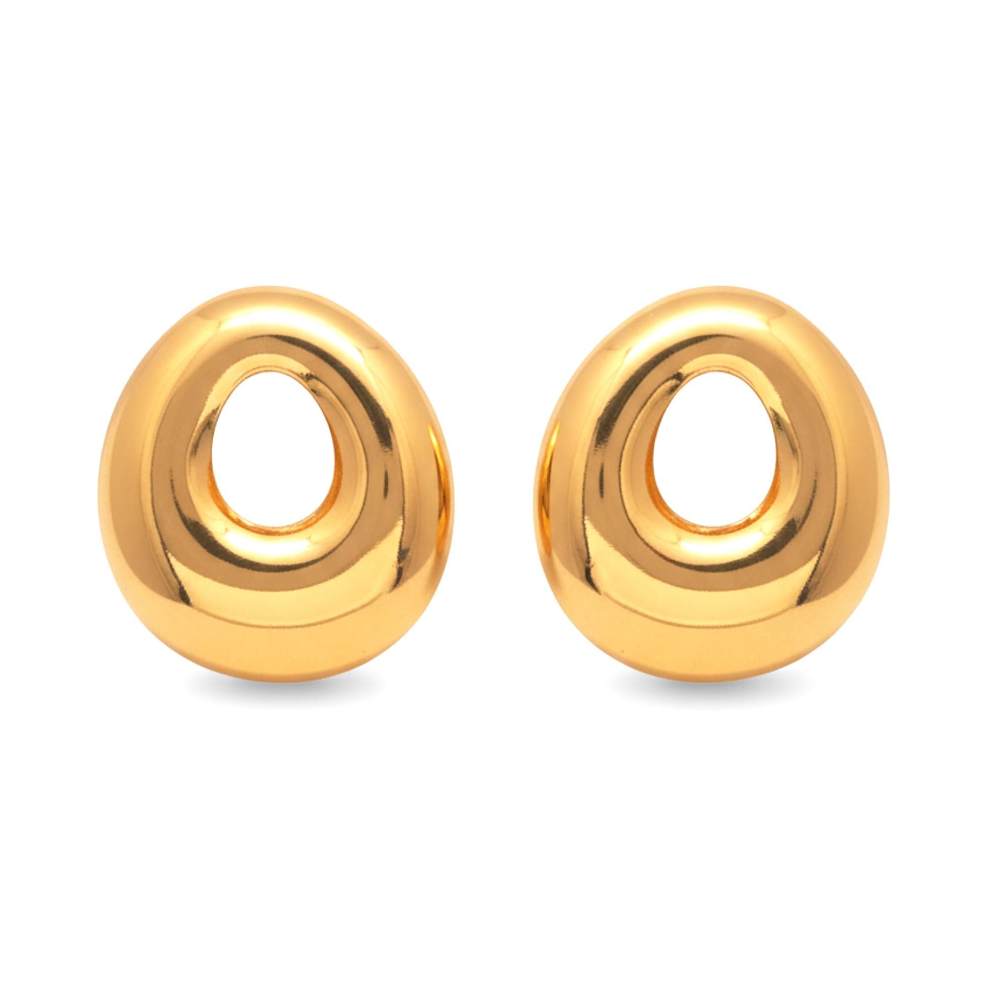 KAYYA21 Gold Hollow Donut Stud Earrings – Glossy Finish | Lightweight | Pack of 1