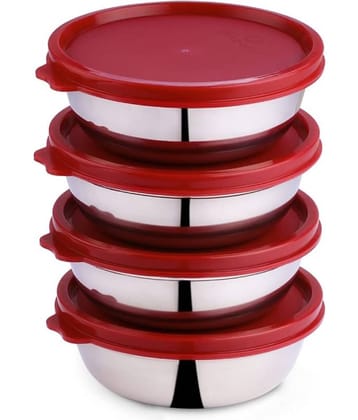 Oliveware - Steel Red Food Container ( Set of 4 )