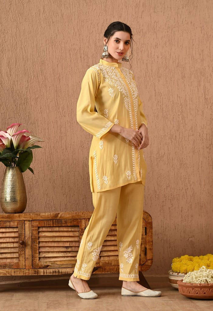 Roman Silk Chikankari Cord Set