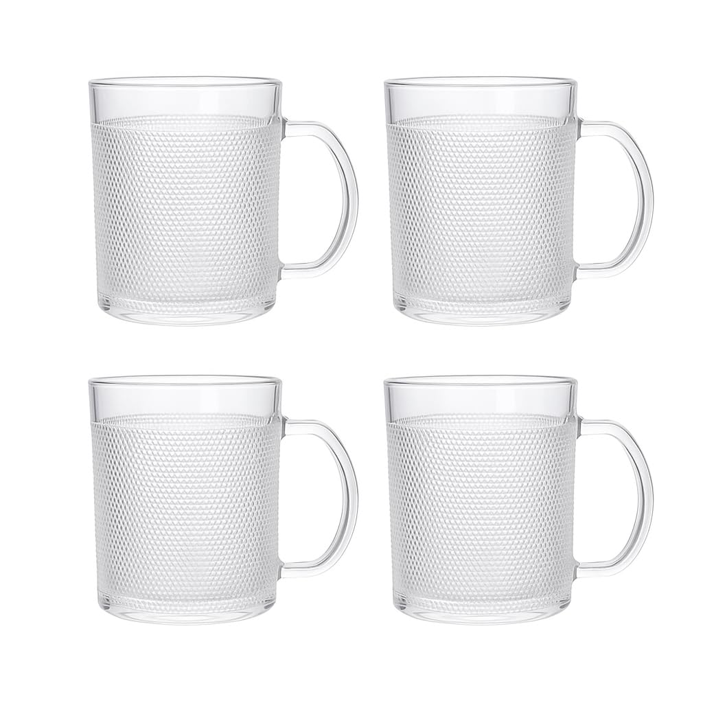 Coffee Tea Cups || Aldan Mug Crystal Clear with Handle || Tea || Milk || Hot and Cold Drinks Mug Kitchen || Dining Tableware Dinnerware (300ML)