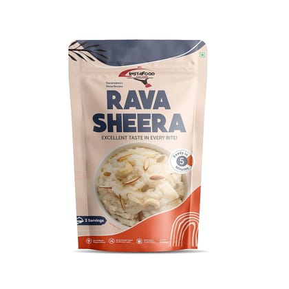 INSTAFOOD Rava Sheera | Ready to Eat & Cook Meal 3-4 Servings | After Cooking Gets 400 gm to Serve | Zip Lock Packaging | Vegetarian Meal | Easy to Make Food|Just Add Water and Cook, 200 gm