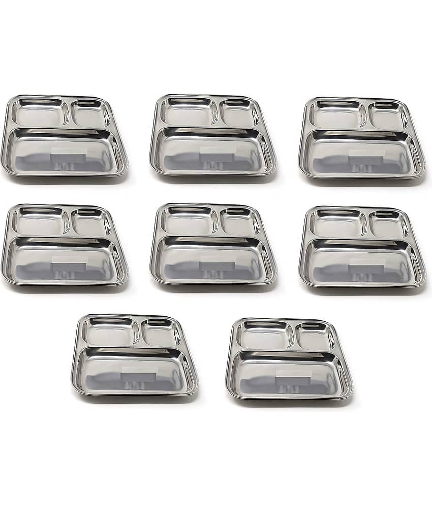 Dynore 8 Pcs Stainless Steel Silver Partition Plate