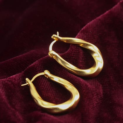 Golden Long Twist Hoops