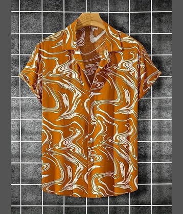 AAPSKA Poly Cotton Regular Fit Printed Half Sleeves Men's Casual Shirt - Yellow ( Pack of 1 )