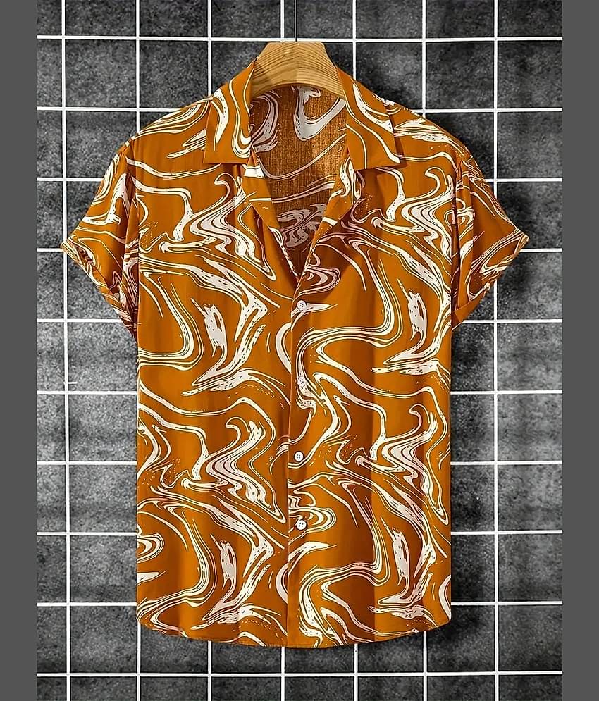 AAPSKA Poly Cotton Regular Fit Printed Half Sleeves Men's Casual Shirt - Yellow ( Pack of 1 )