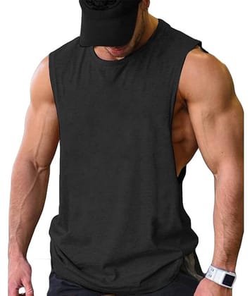 THE BLAZZE Pack of 1 Cotton Blend Gym Vest For Men ( Black )