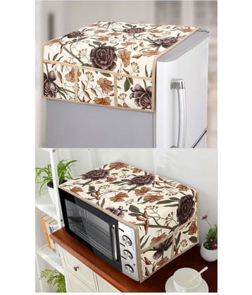 E-Retailer Set of 2 Polyester Brown Fridge Top Cover