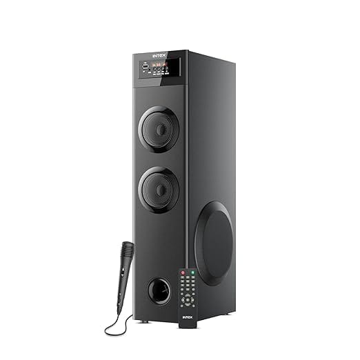Intex 700-S Multimedia 70 W Bluetooth Tower Speaker | Wired Karaoke Mic | Party Speaker & 5.25 Inch Woofer | LED Display & Bluetooth v5.2 | Fully Remote Control (Black)