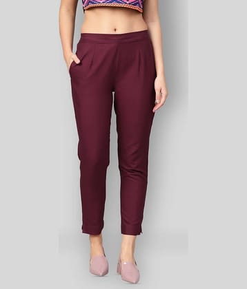 Juniper - Maroon Cotton Slim Fit Women's Casual Pants  ( Pack of 1 )