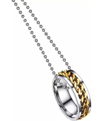 Thrillz Limited Edition Exclusively Stainless Steel Silver Chain Ring Pendant Necklace For Men Boys