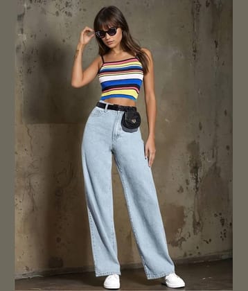 GF Women's Baggy High-Rise Jeans ( Ice Blue )