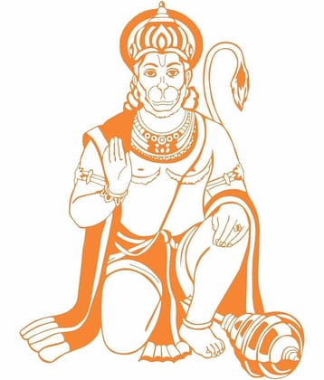 Asmi Collection Saffron Color God Jai Hanuman Wall Sticker ( 82 x 60 cms )