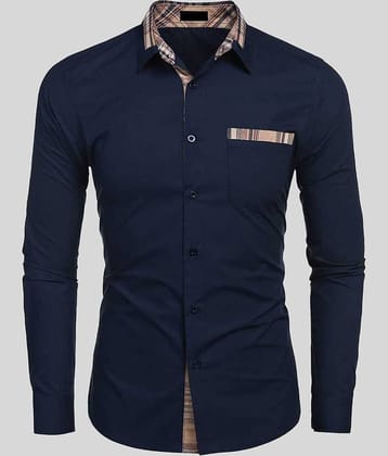 Life Roads - Blue Cotton Slim Fit Men's Casual Shirt (Pack of 1 )