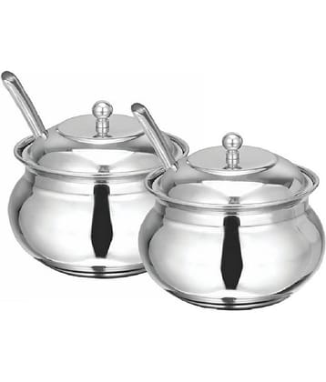 erum - ghee pot Silver Steel Honey Container ( Set of 2 ) - 200 ml