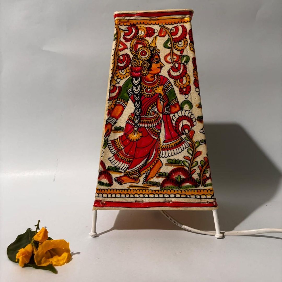 8 inch Radha Krishna design square lamp