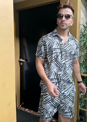 White Half Sleeve Rayon Co-Ord - XL