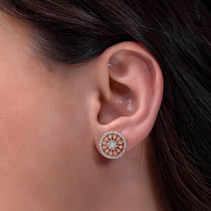 Jasmin Silver  Moissanite Stud Earrings | 22KT Gold Vermeil-Yellow Gold