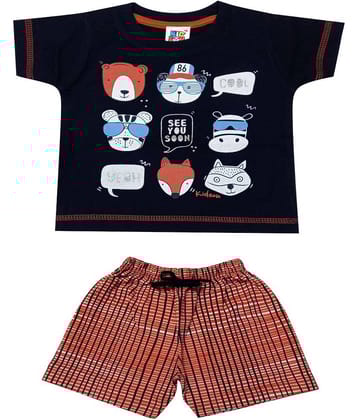 Kideon Pack of 1 Baby Boys 100% Cotton Top & Shorts ( Black )