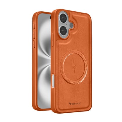 Vaku ® Apple iPhone 16 Maxtron Leather Stitched Magnetic Magsafe Non-Slip Grip Shockproof Back Cover