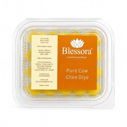 Pure Ghee Cotton Wicks Diya Batti - Ready Ghee Diyas for Pooja | Long Lasting Aarti Use | Temple Daily Worship (100 Pieces)