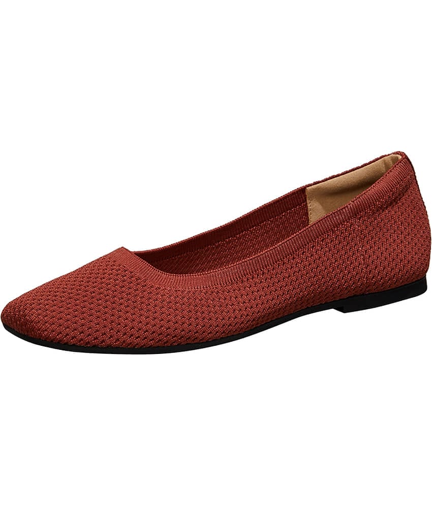 Neemans Plush Square Flats Red Women's Casual Ballerinas