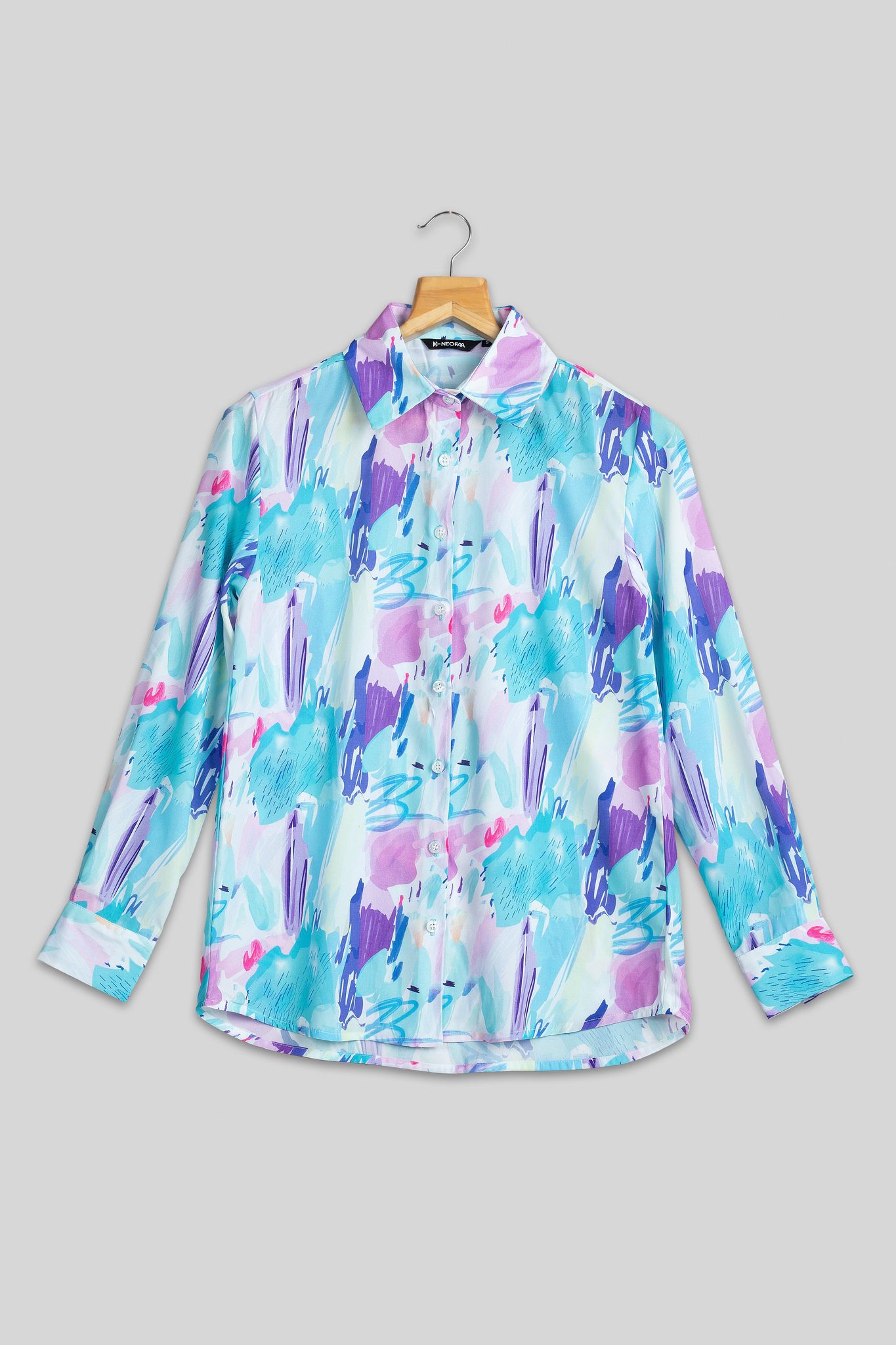 Exclusive Abstract Shirt For Women-XXS / Arctic Blue / SH009-DPMG0078-1.5-NIL-NIL-NIL-NIL-THB05-FS01-NIL-BT046-12-NIL-NIL-NIL