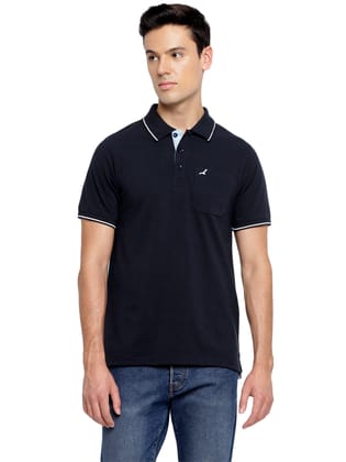 Polo Collar T-Shirt for Men with Pocket - Dark Sapphire-S / Dark Sapphire