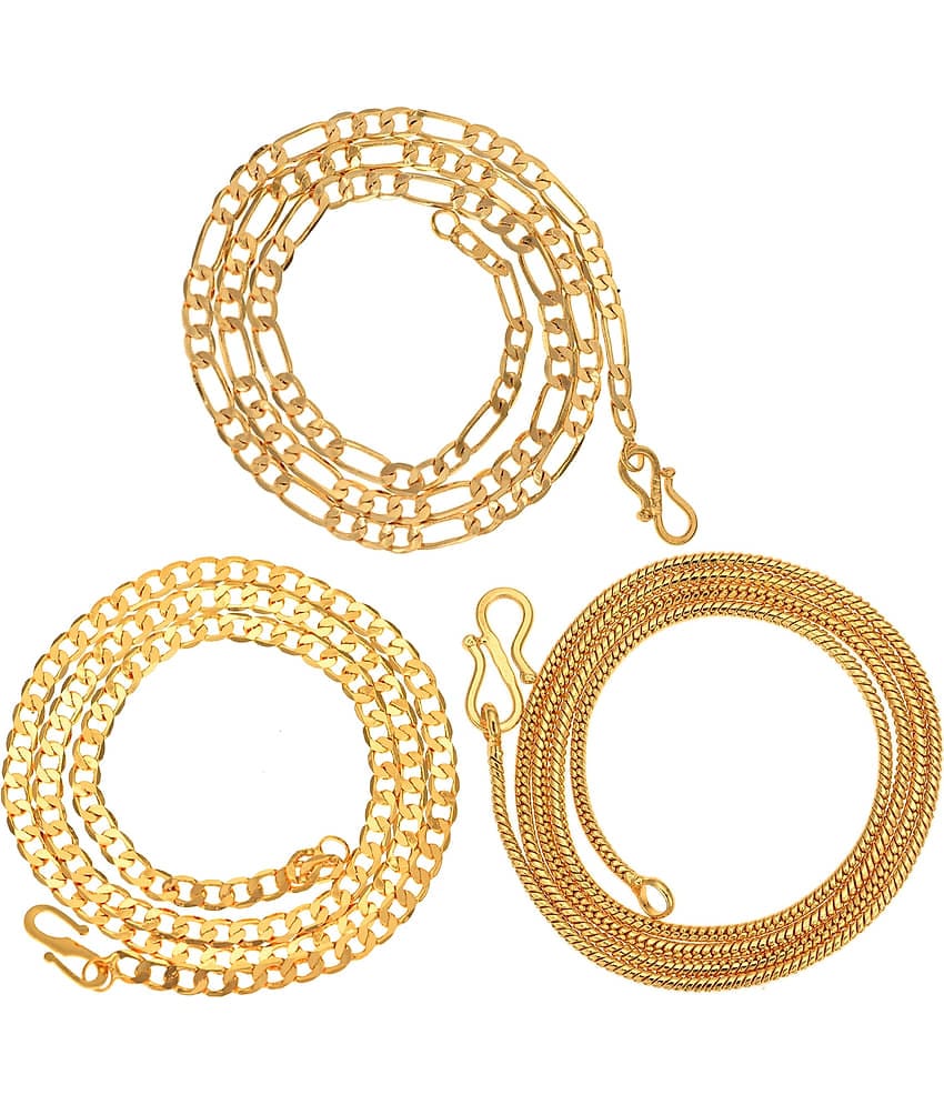 AanyaCentric Combo of 3 Gold Plated 22inches Long Fashion Chain