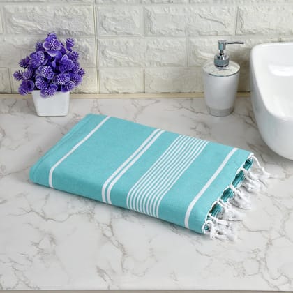Furnofy Cotton 250 GSM Fouta Bath Towel Blue (Pack Of 1)