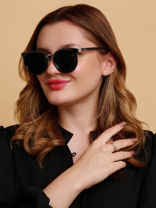 SUNNIES Large Full Frame Metal.Plastic Round Solid Polarized Women Sunglasses-SNS-11684-C025