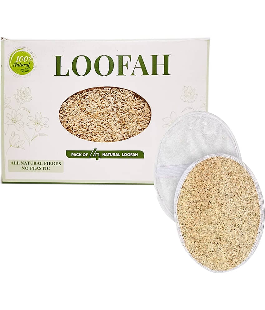 Mirah Belle Natural Loofah - Bath Sponge (Pack of 4) Loofah White