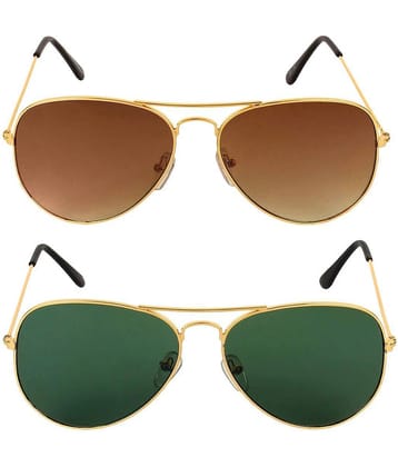 Kanny Devis - Gold Pilot Sunglasses ( Pack of 2 )