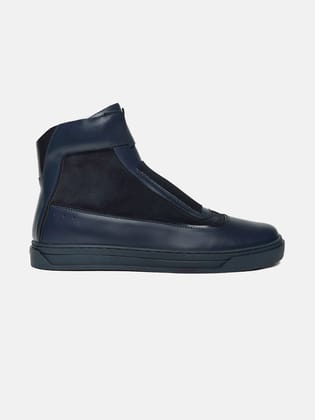 ZH III - BLUE - Blue High-Top Suede & Leather Slip-Ons-6