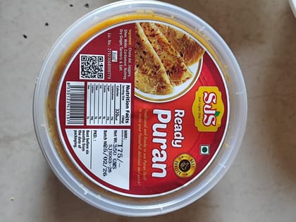 Sjs Ready to Cook Puran 250g Traditional Sweet Chana Dal and Jaggery Filling for Puran Poli and Indian Desserts
