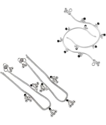 HEER COLLECTION - Silver Anklets ( Pack of 2 )