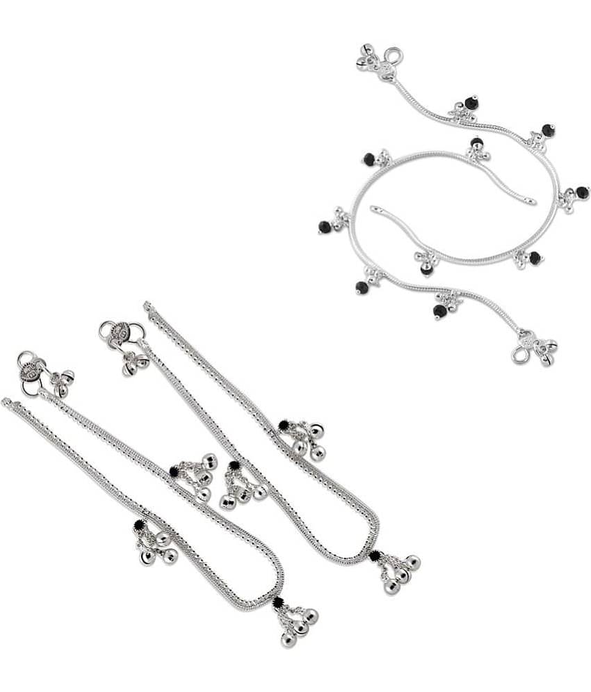HEER COLLECTION - Silver Anklets ( Pack of 2 )