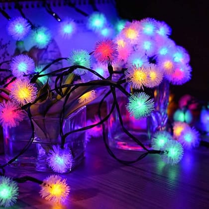 30 LED Solar Snow Ball String Light (Multicolour Light)