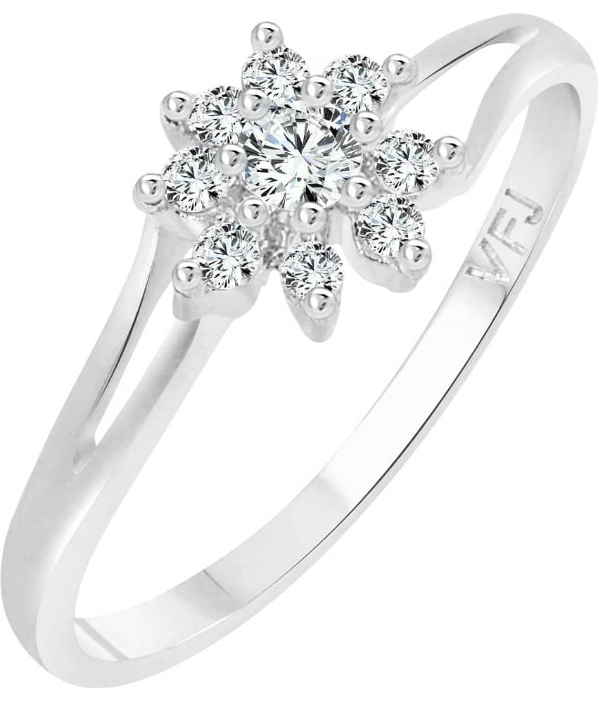 Vighnaharta Flory Solitaire CZ Rhodium Plated Alloy Ring for Women and Girls - [VFJ1254FRR13]