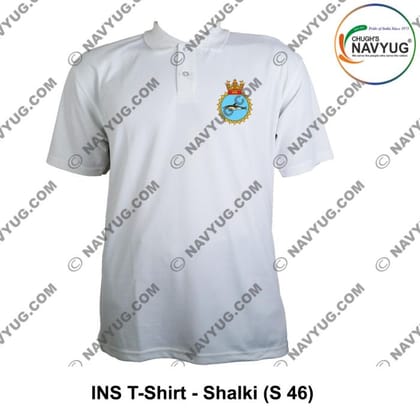 Chugh's Navyug INS Shalki T-Shirt (Small) | Premium Polo with Navy Insignia | Casual Defence Wear