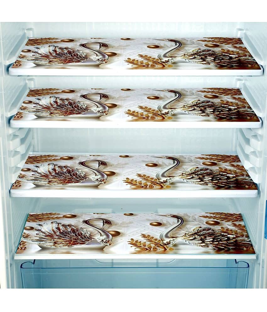 Sanraksshan PVC Floral Fridge Mats ( 40 30 ) Pack of 4 - Multicolor