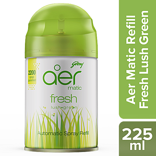Godrej Aer Matic Refill, Automatic Room Fresheners - Fresh Lush Green, 225ml