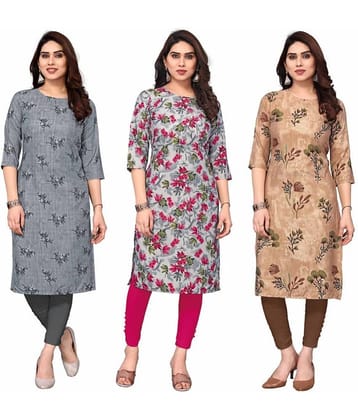 KETAKI FASHION Crepe Printed Straight Women's Kurti - Multicolor6 ( Pack of 3 )