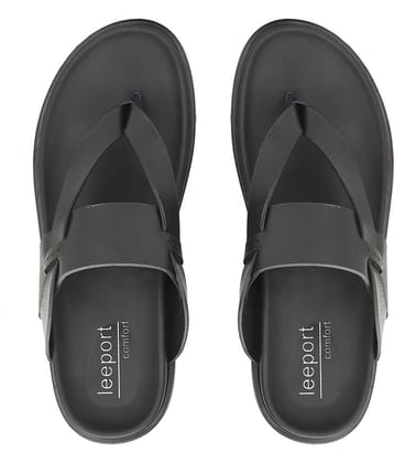 Leeport - Black Men's Leather Slipper