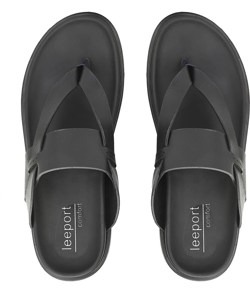 Leeport - Black Men's Leather Slipper