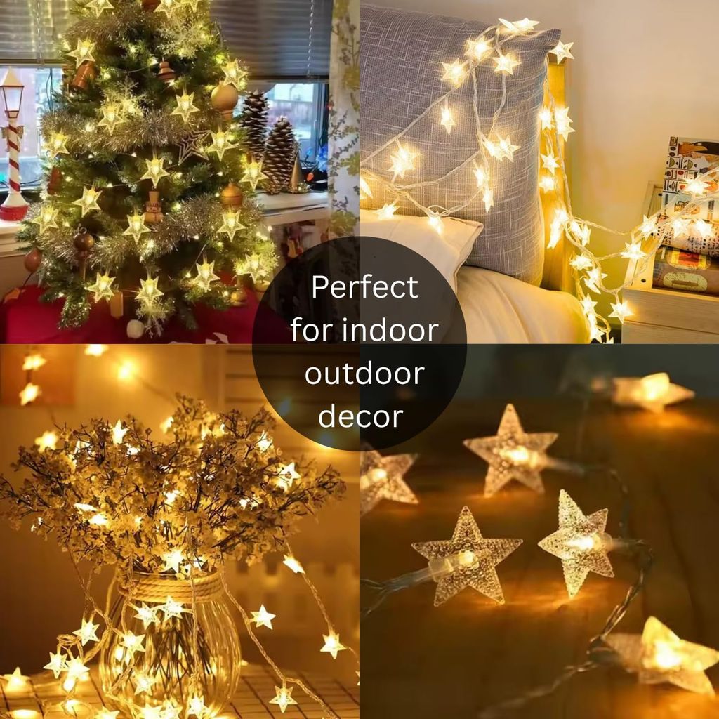 Mini Star Fairy String Lights β 14 LED, 3 Meter, Warm White Decorative LED Lights for Bedroom, Home, Garden, Diwali, Christmas, Wedding & Party Decoration
