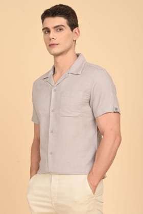 Aurelia - Cotton Crape Solid Shirt - Lt Grey-S-38 / LT GREY